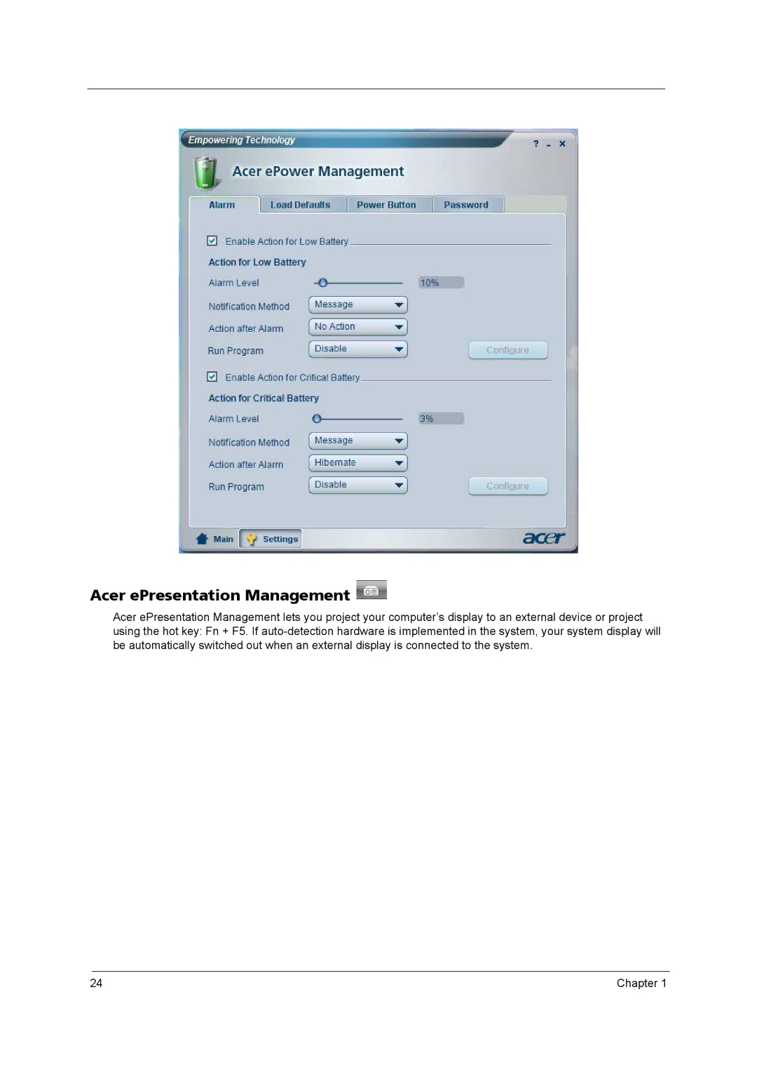 Acer 3250 manual Acer ePresentation Management 