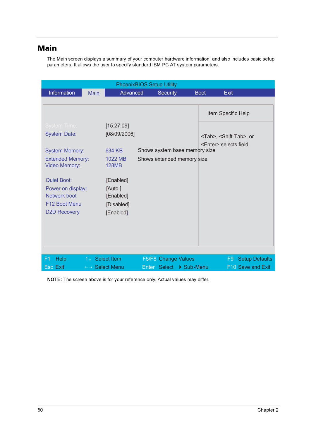 Acer 3260, 3270 manual Main, Boot Exit 