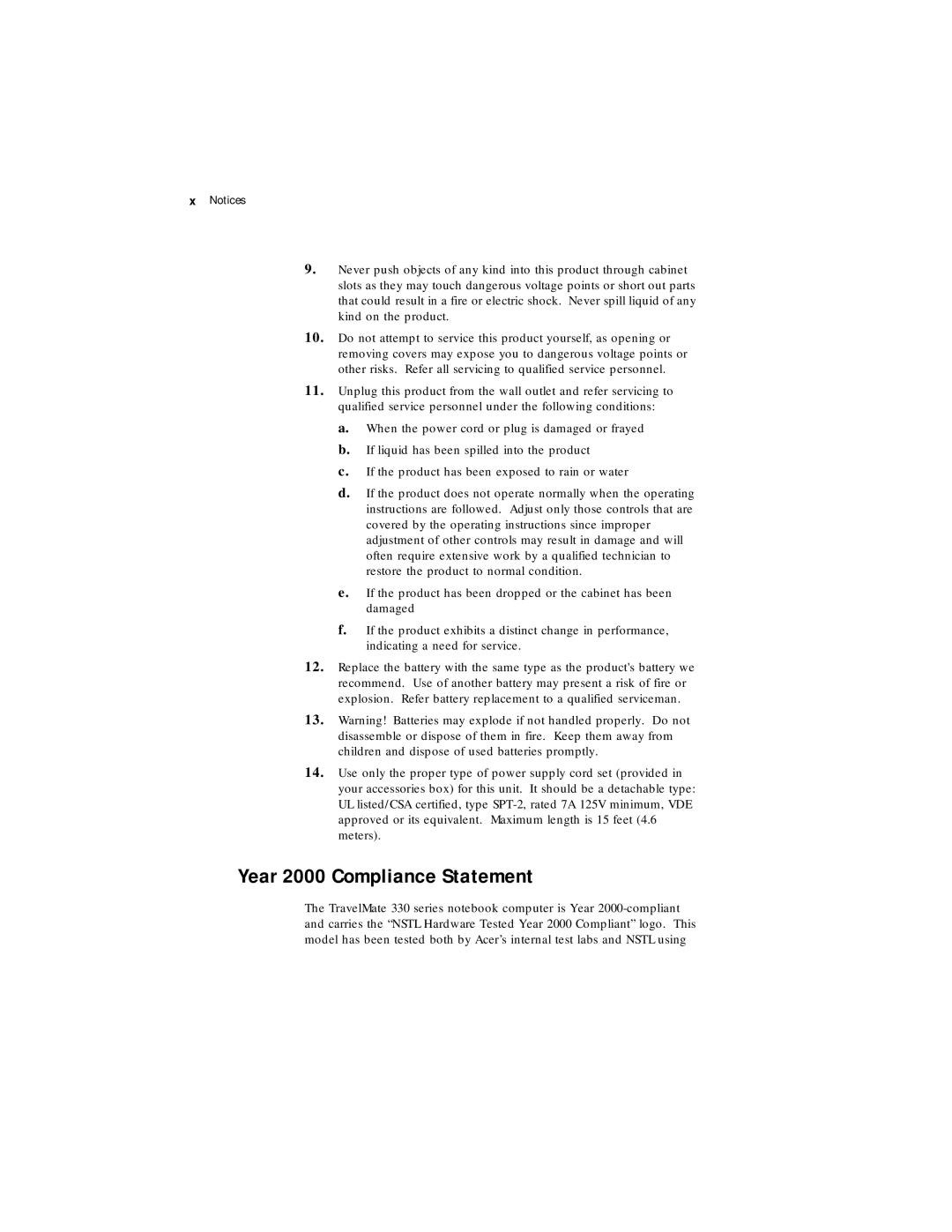 Acer 330 Series manual Year 2000 Compliance Statement 