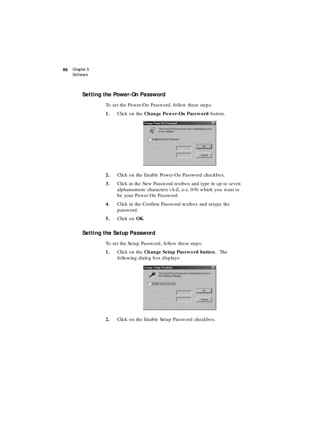 Acer 330 Series manual Setting the Power-On Password, Setting the Setup Password 