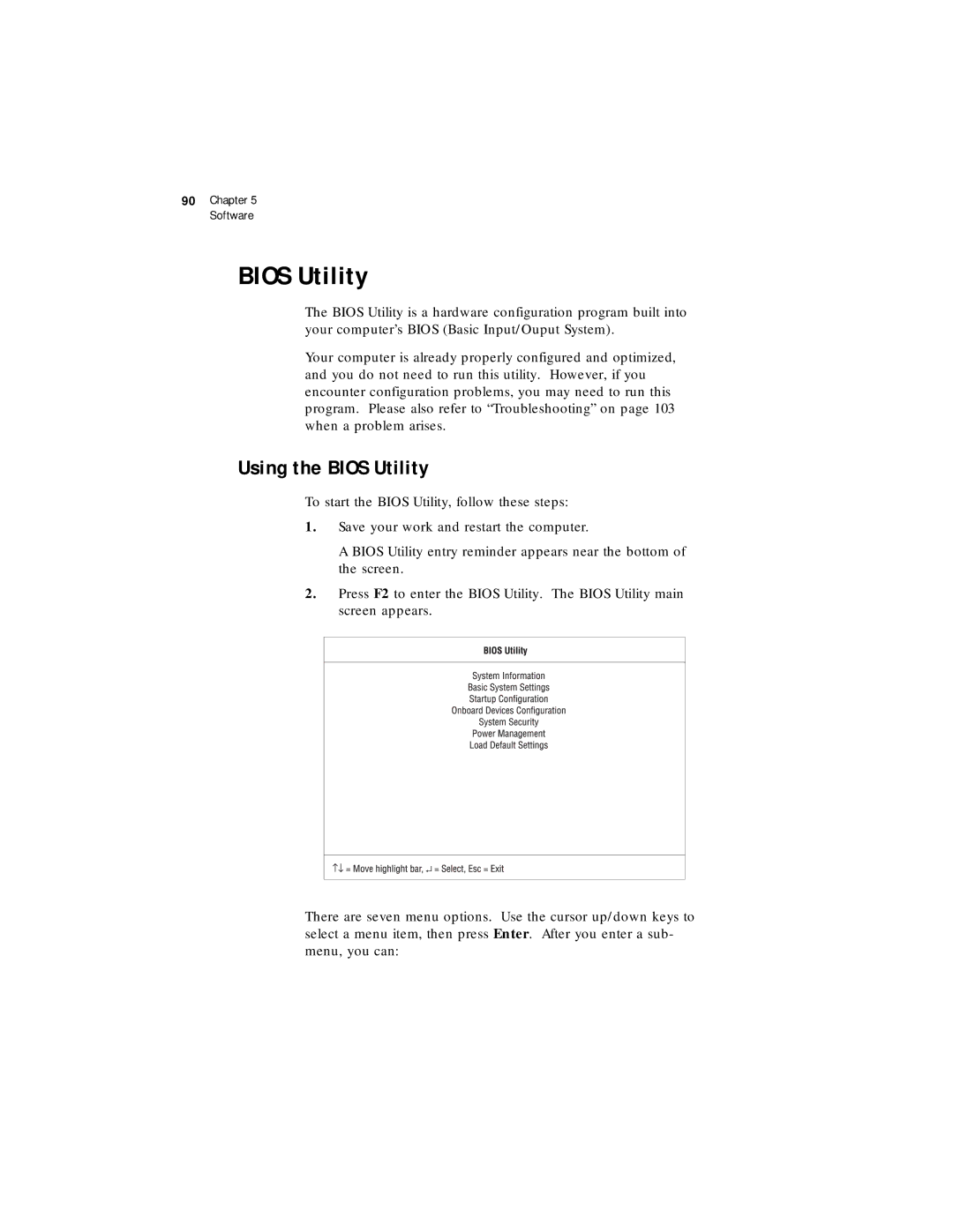 Acer 330 Series manual Using the Bios Utility 