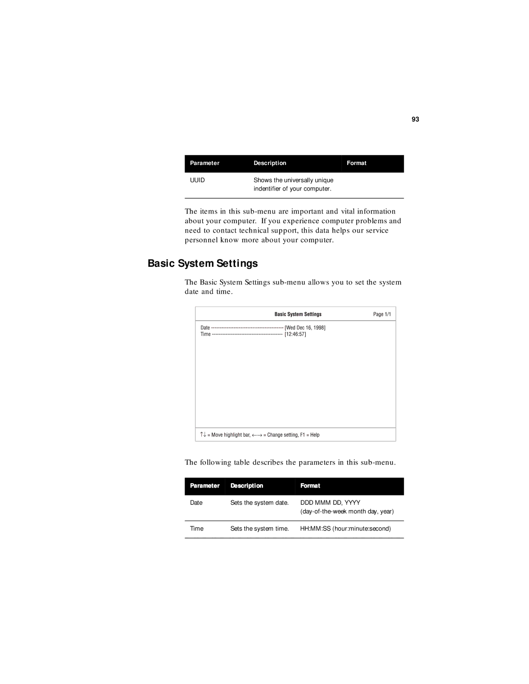 Acer 330 Series manual Basic System Settings, Indentifier of your computer 