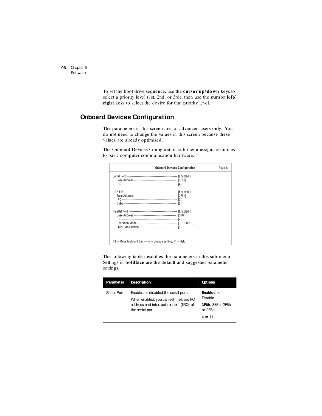 Acer 330 Series manual Onboard Devices Configuration 