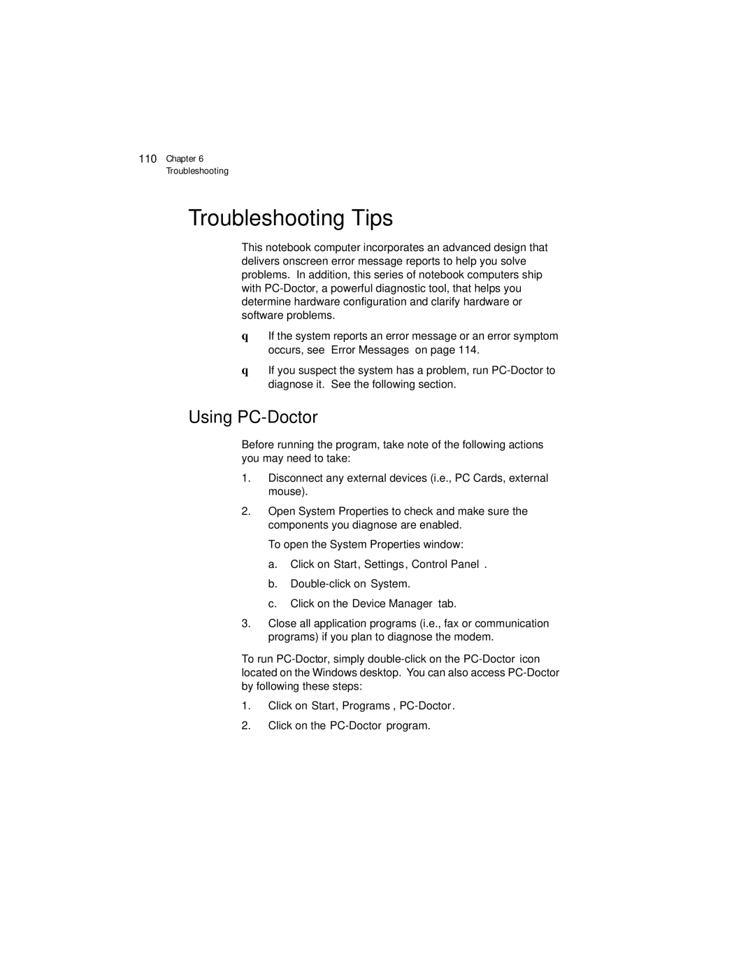 Acer 330 Series manual Troubleshooting Tips, Using PC-Doctor 