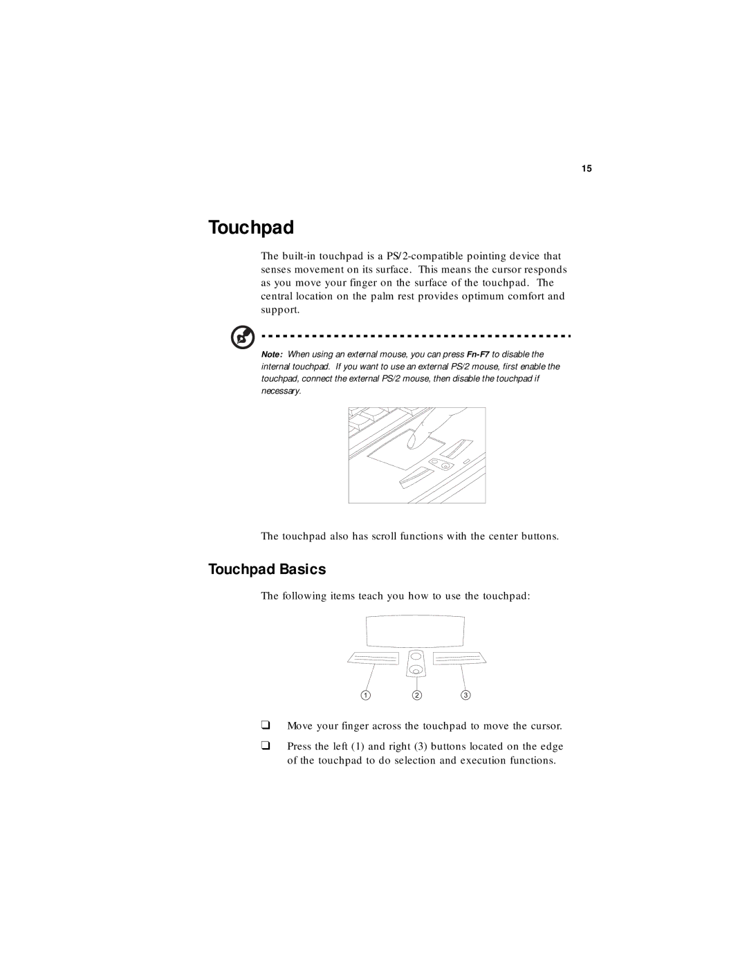 Acer 330 Series manual Touchpad Basics 