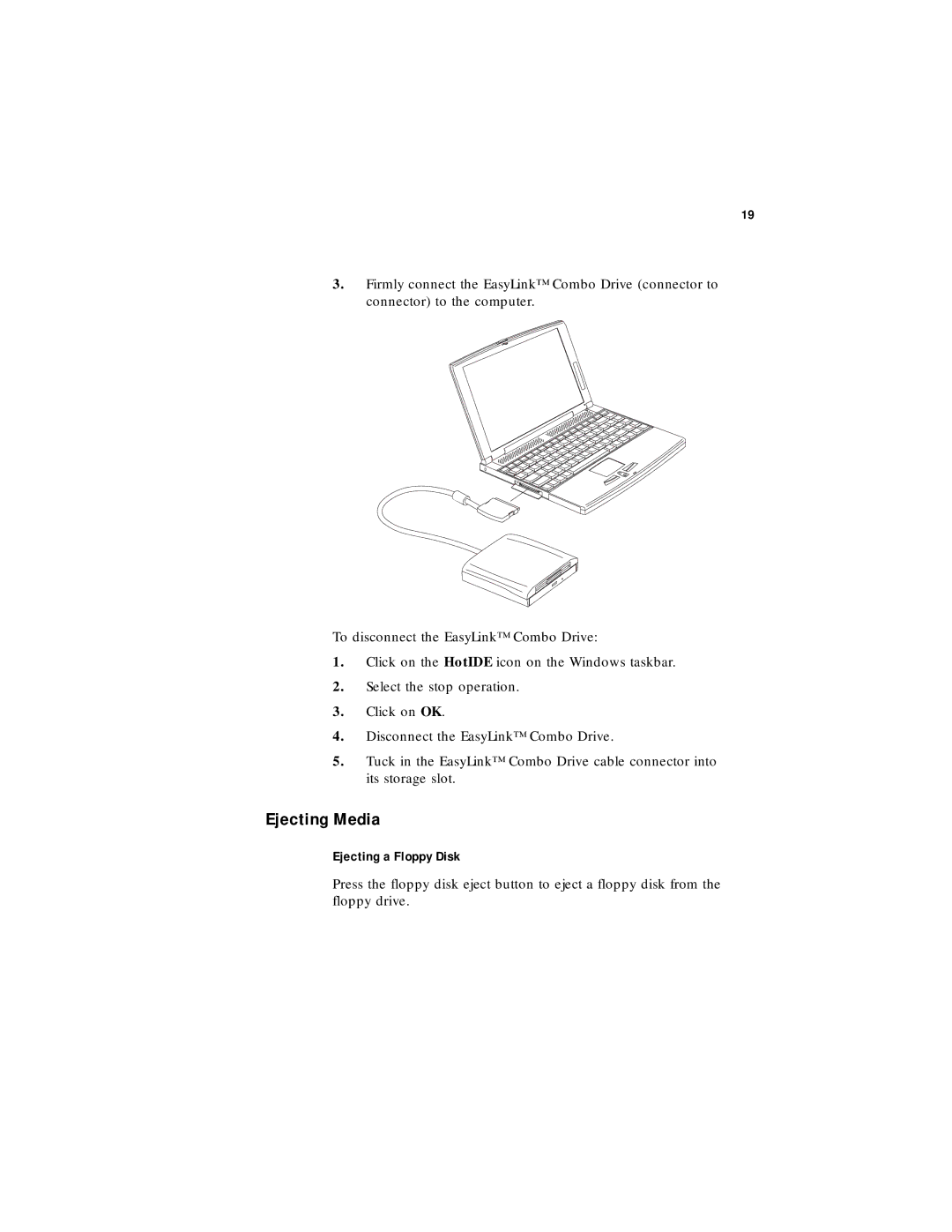 Acer 330 Series manual Ejecting Media, Ejecting a Floppy Disk 