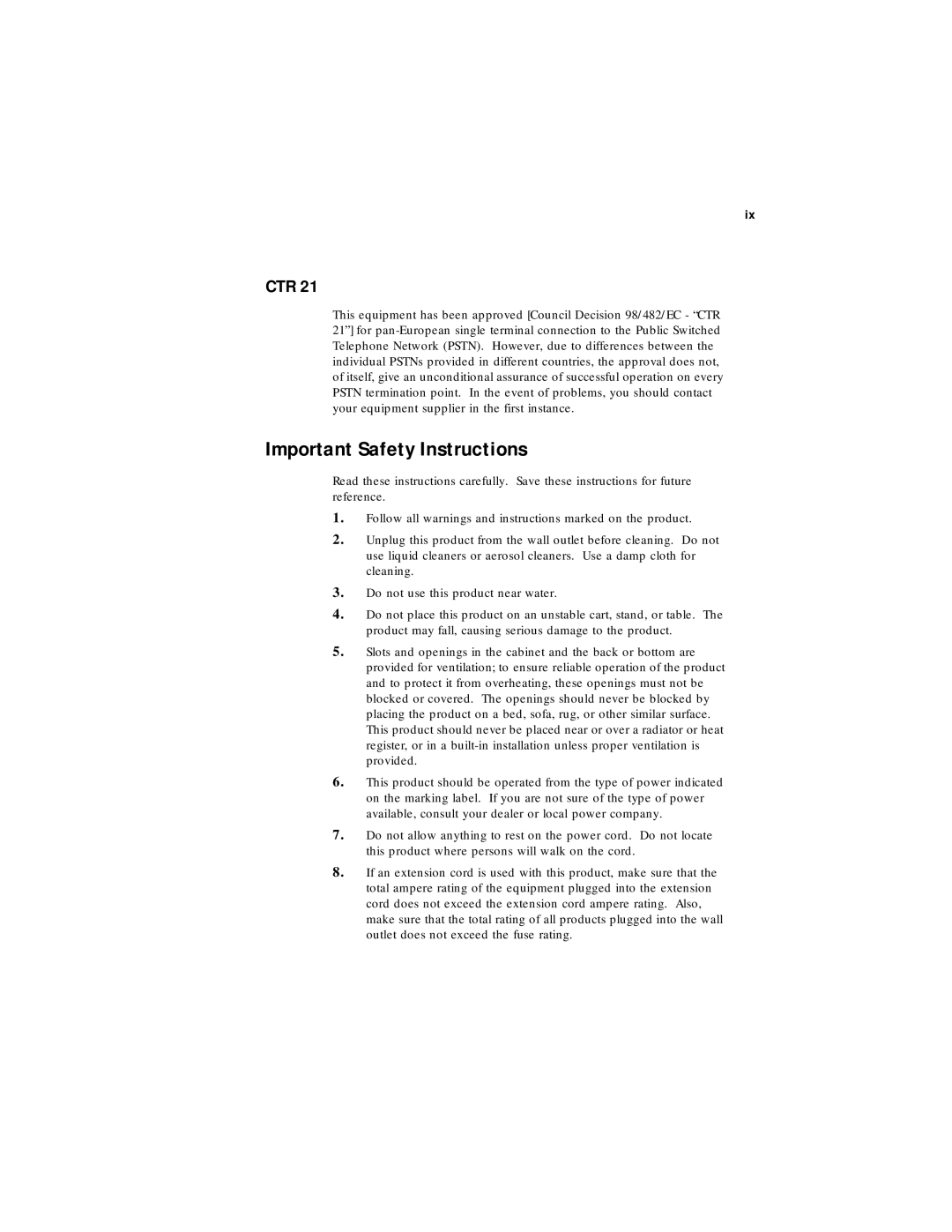 Acer 330 Series manual Important Safety Instructions, Ctr 