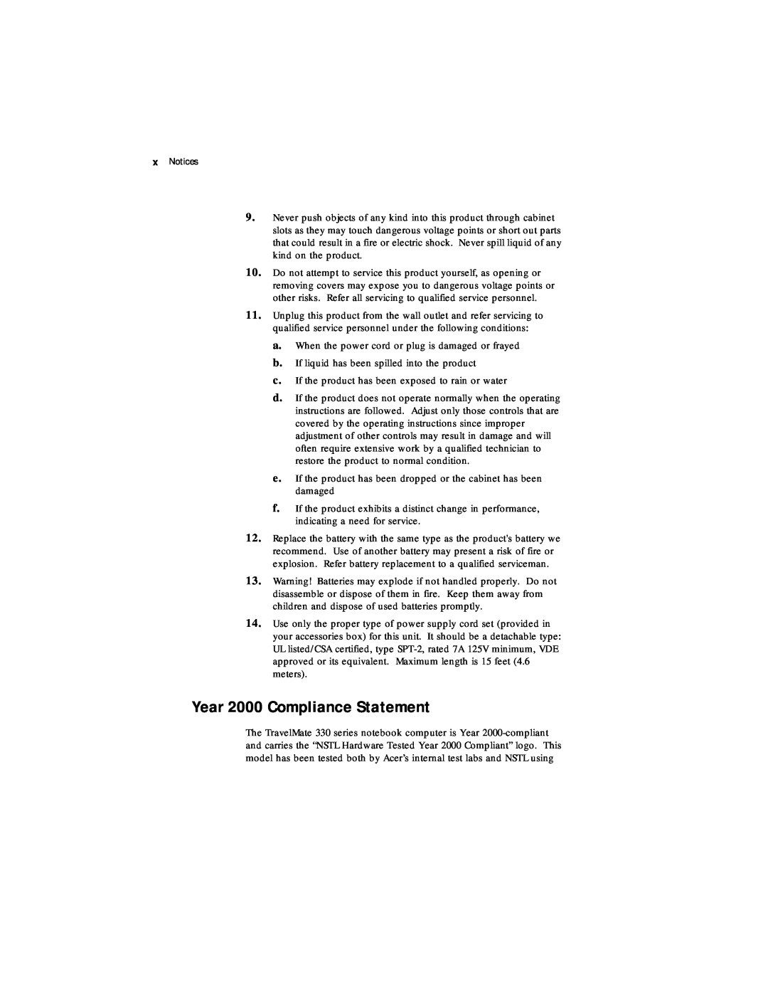 Acer 330 Series manual Year 2000 Compliance Statement 