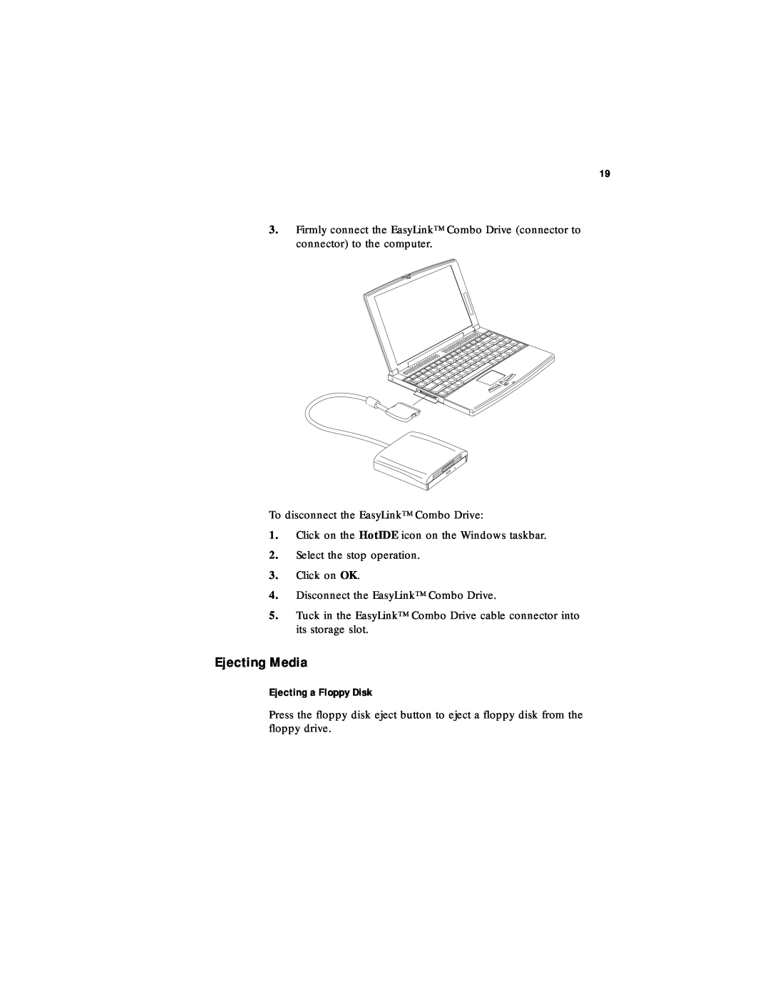 Acer 330 Series manual Ejecting Media, Ejecting a Floppy Disk 