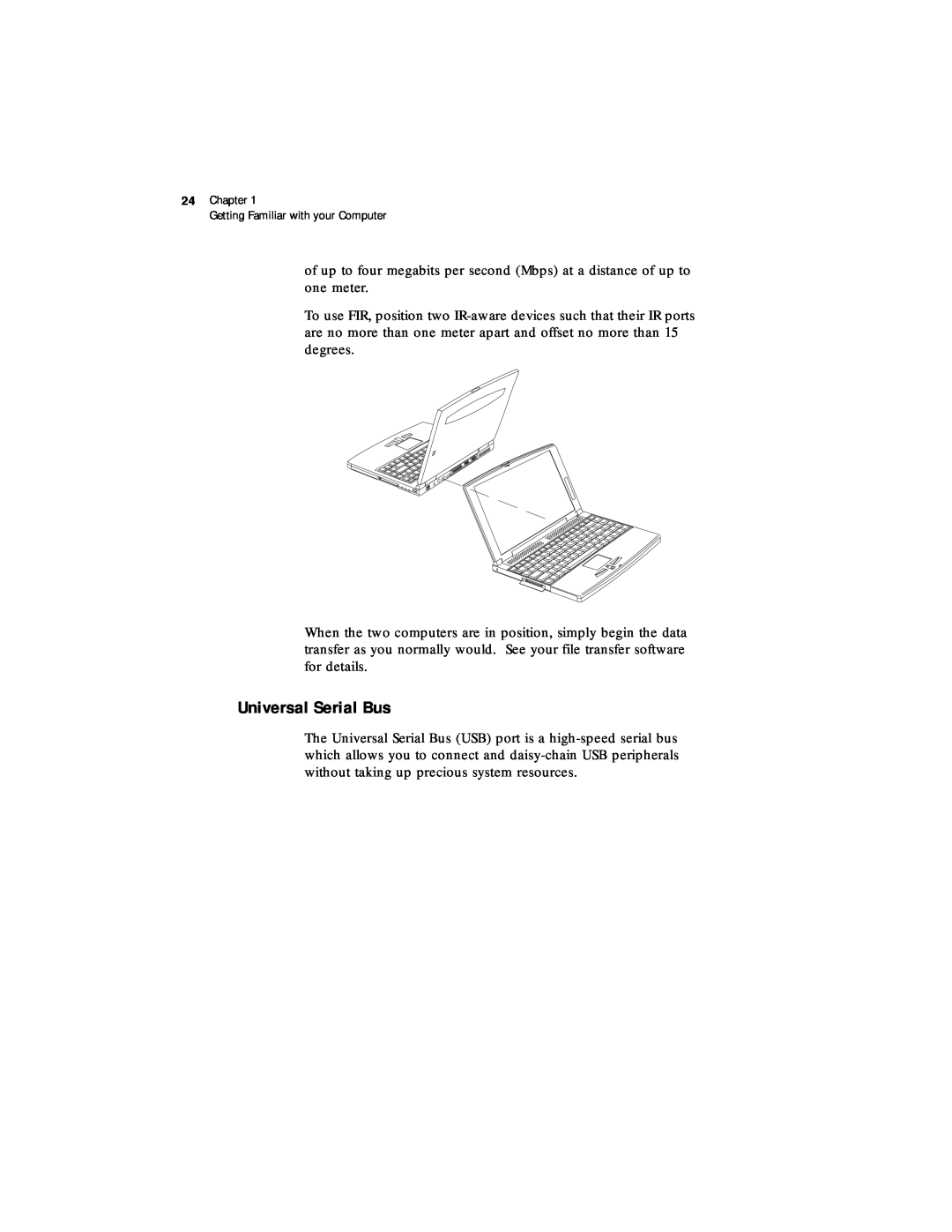 Acer 330 Series manual Universal Serial Bus, Chapter Getting Familiar with your Computer 
