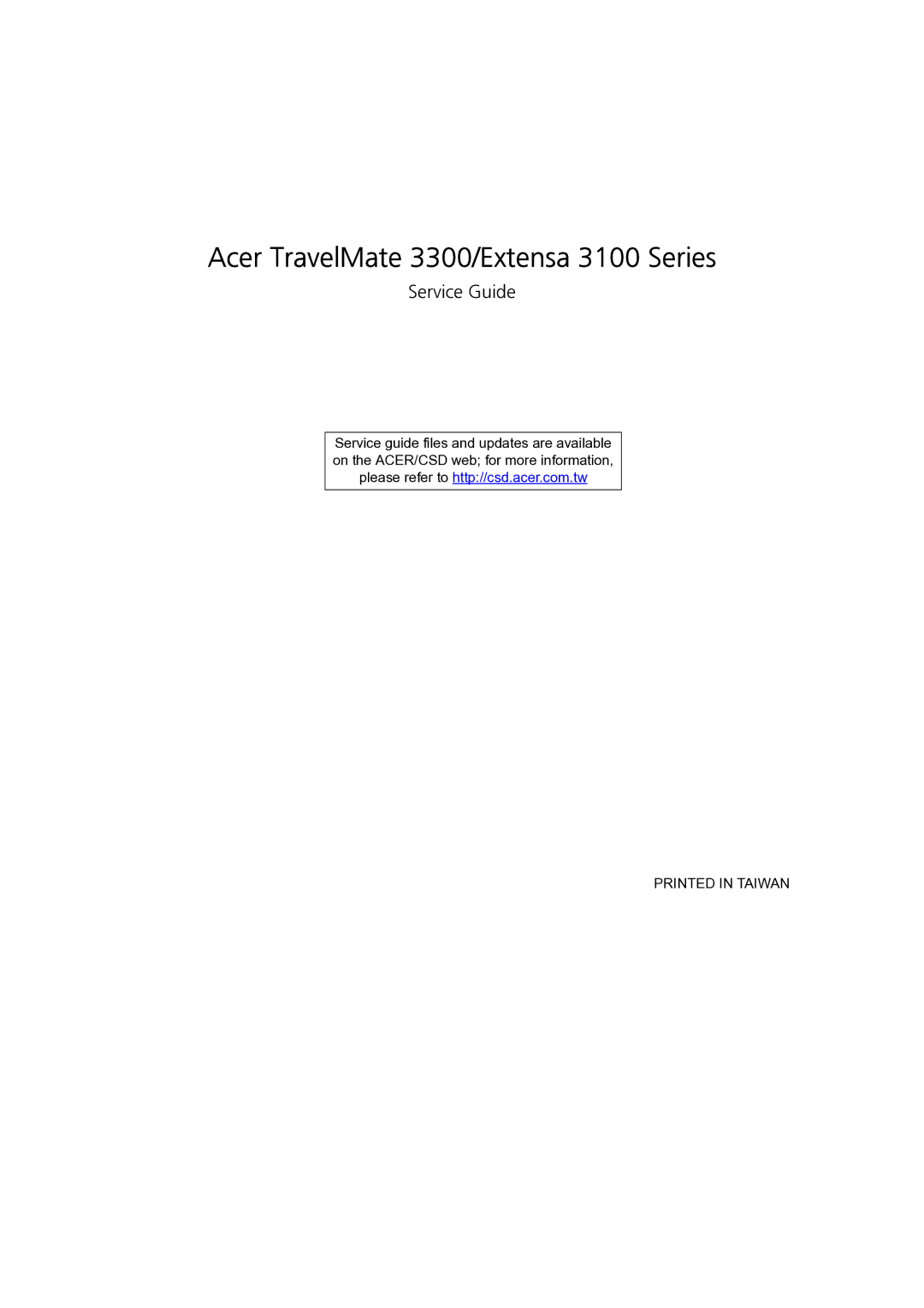 Acer manual Acer TravelMate 3300/Extensa 3100 Series 