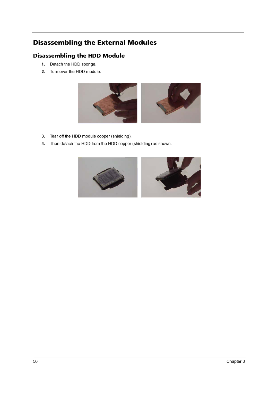 Acer 3300 manual Disassembling the External Modules, Disassembling the HDD Module 
