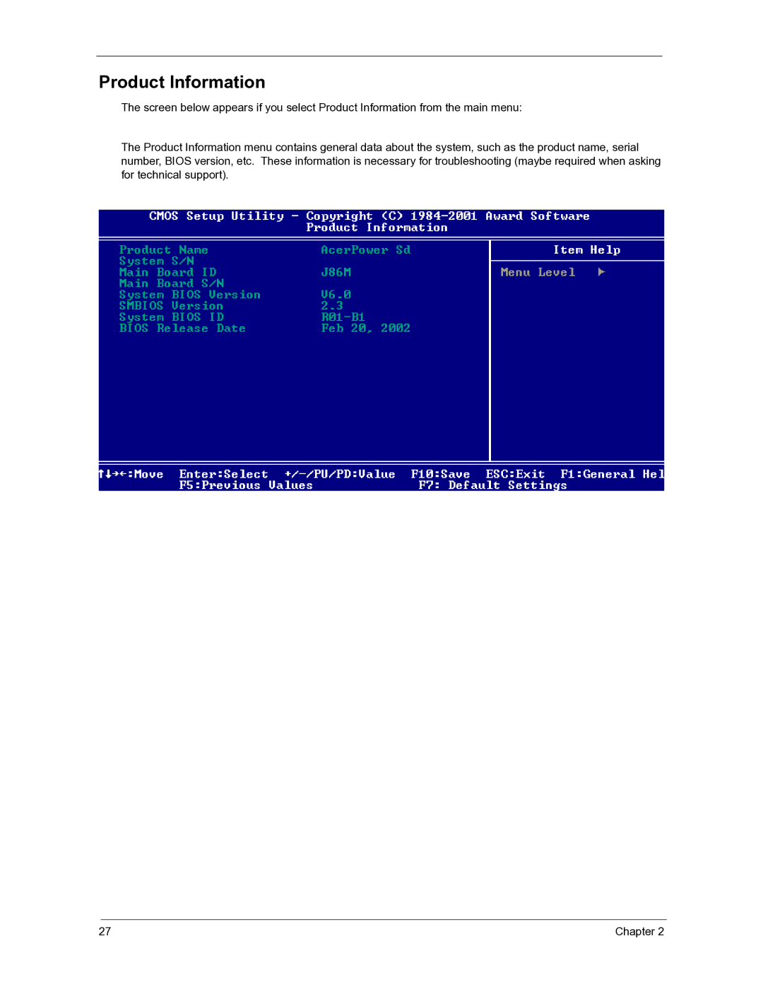 Acer 3300S manual Product Information 