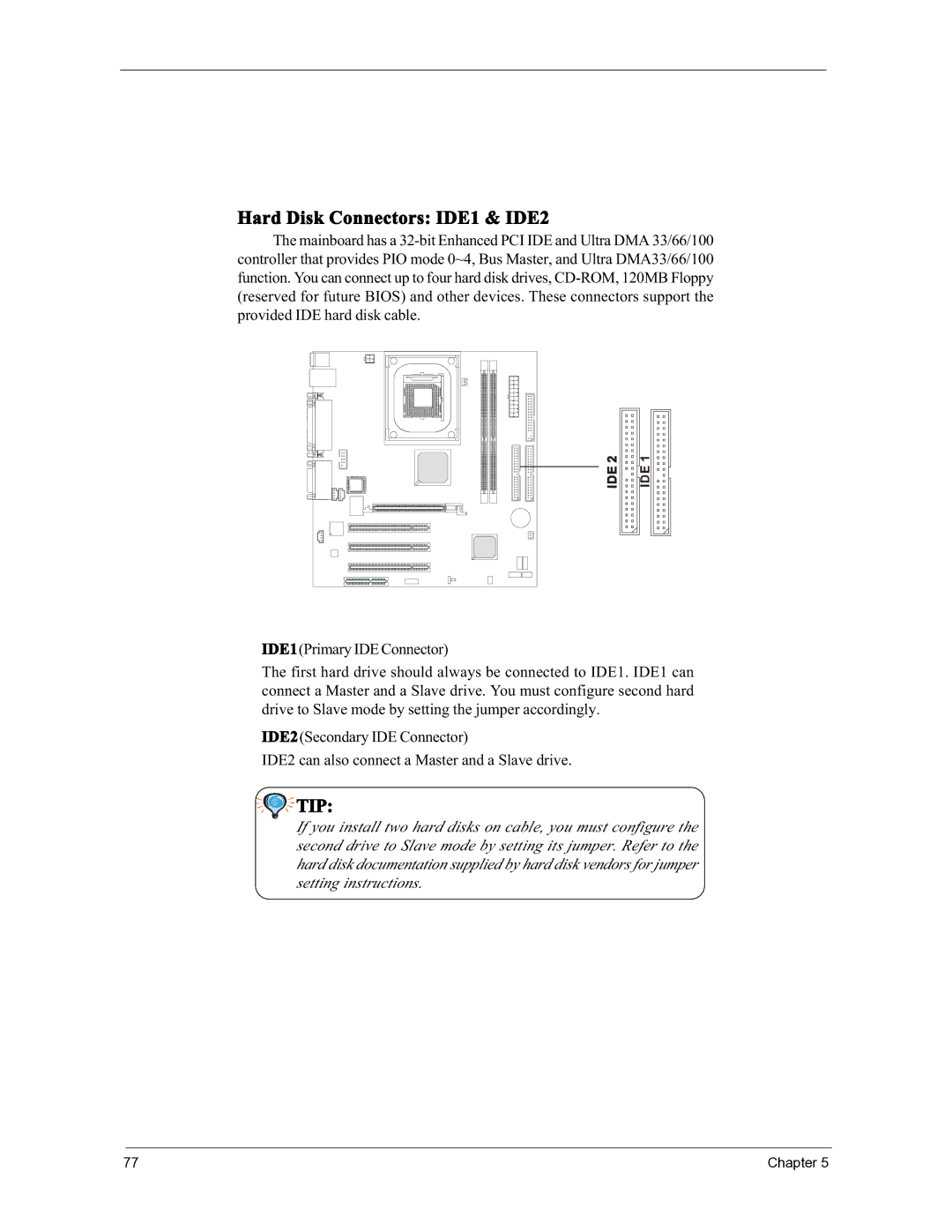 Acer 3300S manual Hard Disk Connectors IDE1 & IDE2, Tip 