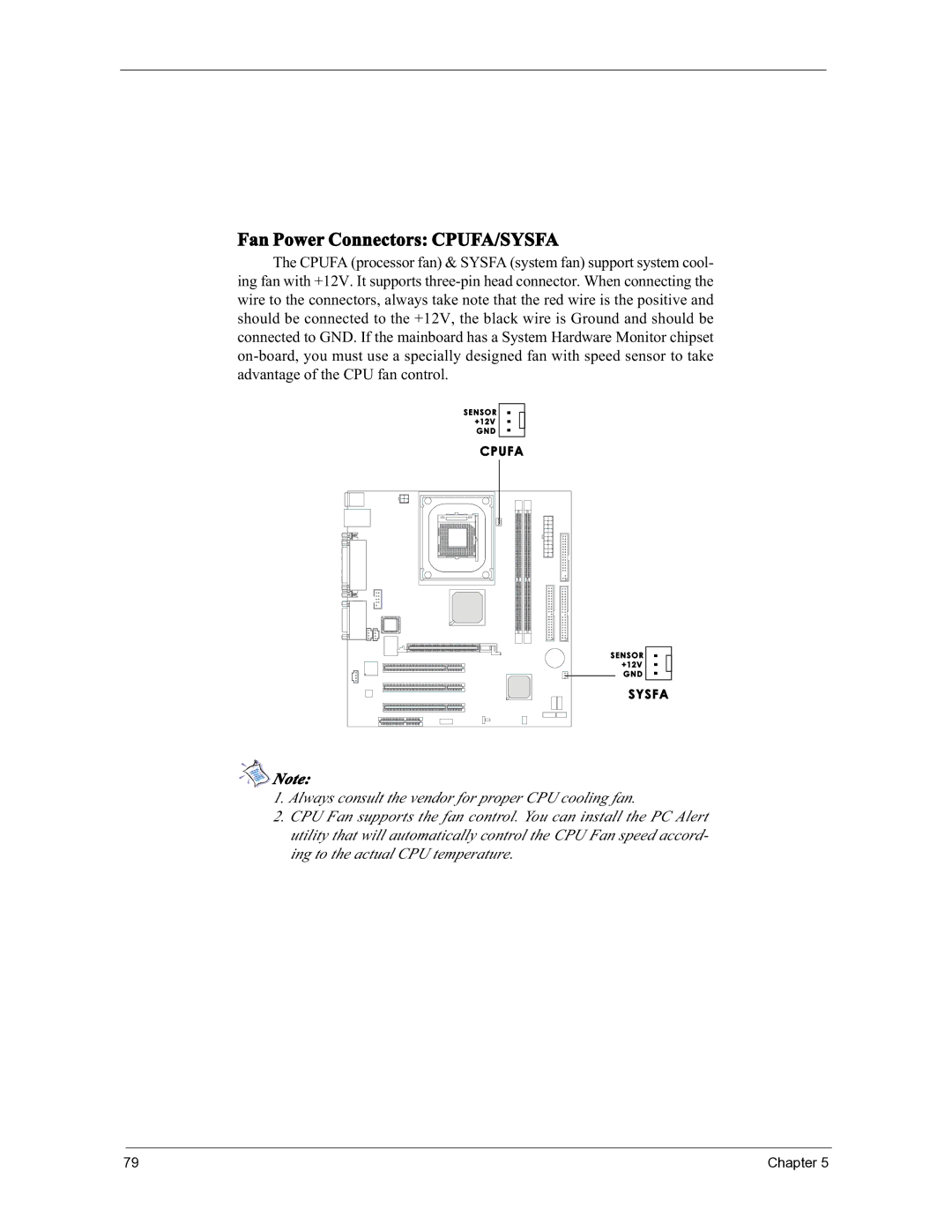 Acer 3300S manual Fan Power Connectors CPUFA/SYSFA 