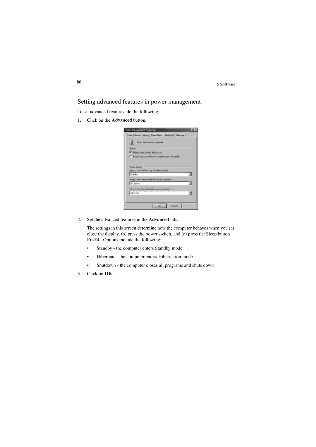 Acer 340 Series manual Setting advanced features in power management 