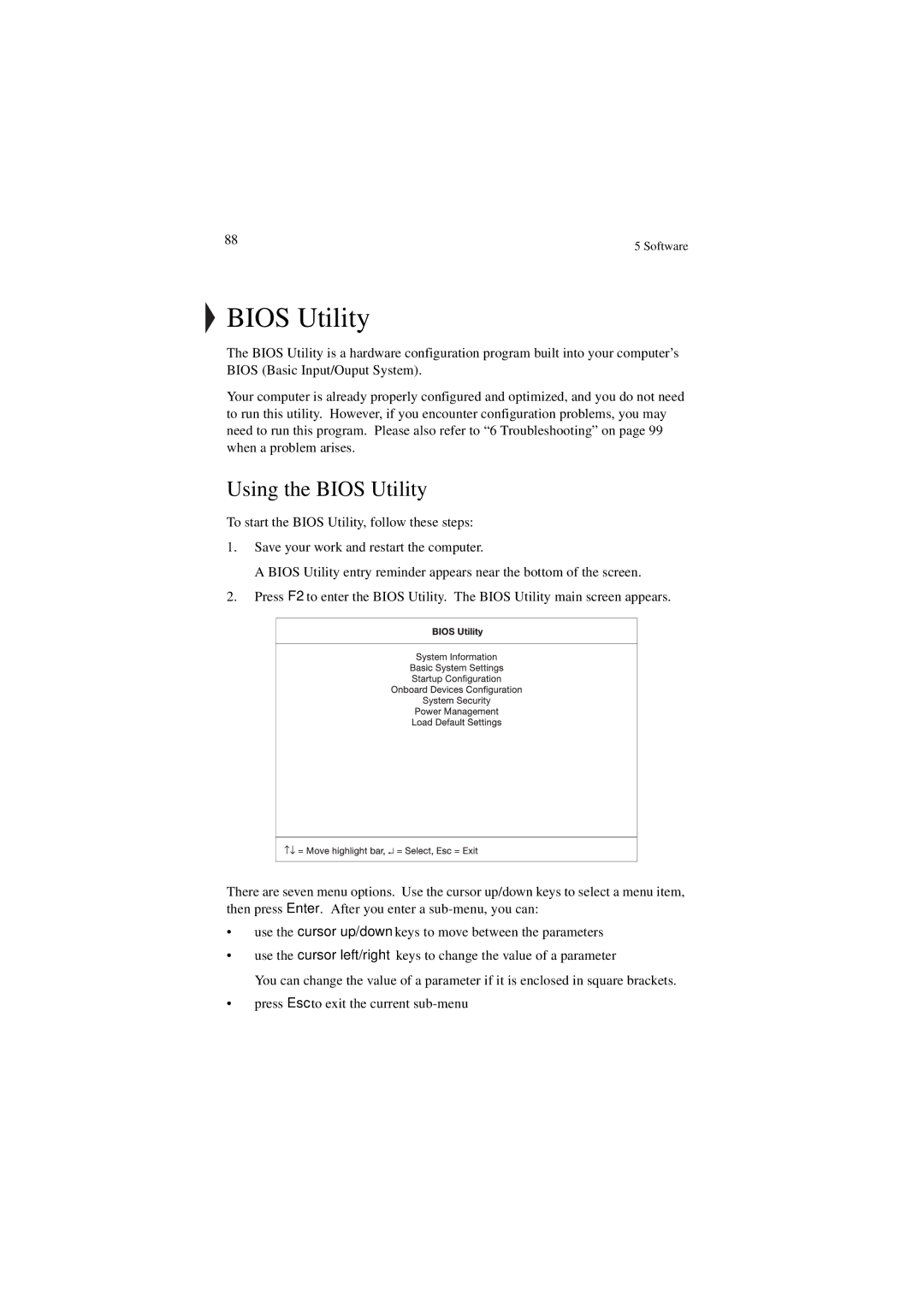 Acer 340 Series manual Using the Bios Utility 