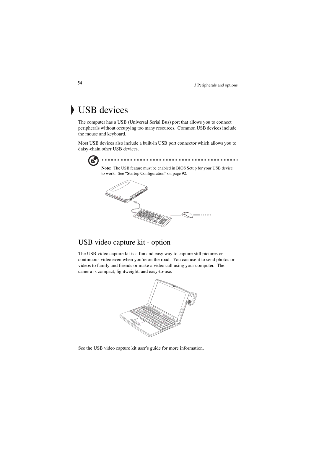 Acer 340 Series manual USB devices, USB video capture kit option 