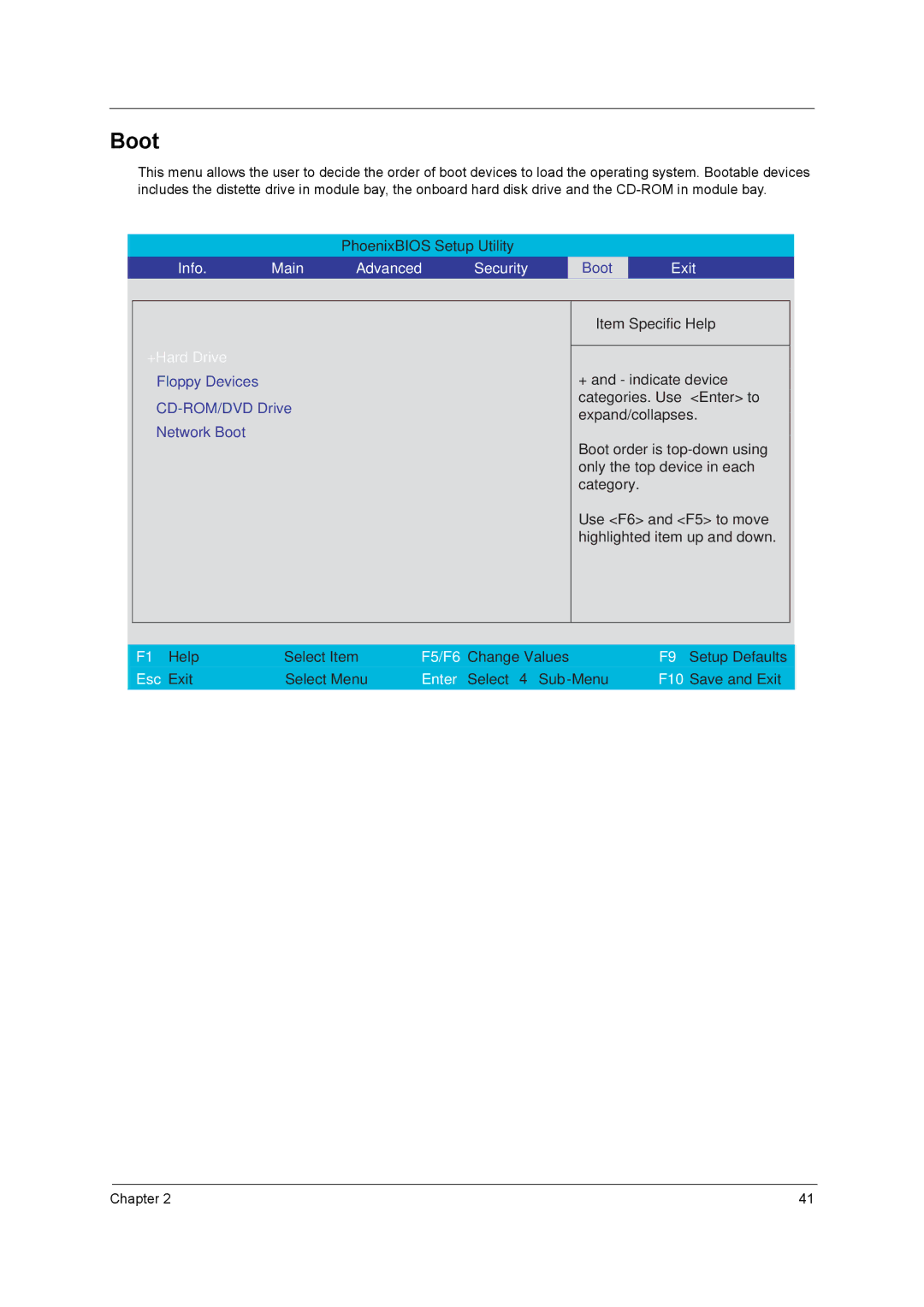 Acer 3400 Series manual Boot, +Hard Drive 