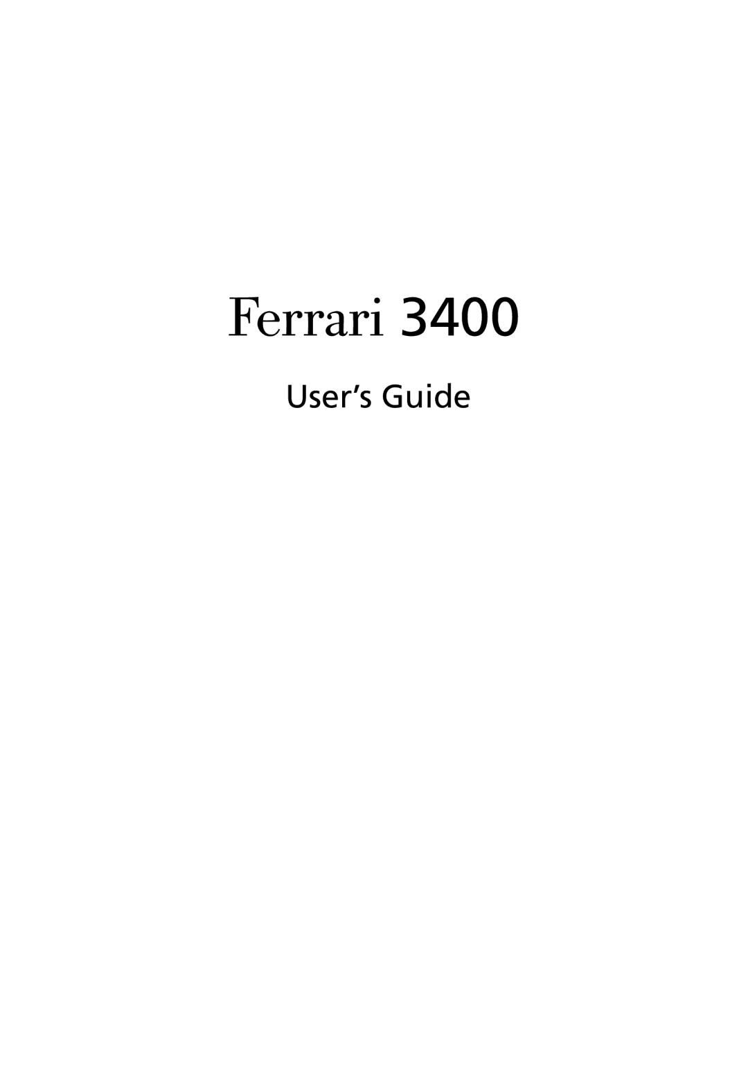 Acer 3400 manual Ferrari, User’s Guide 