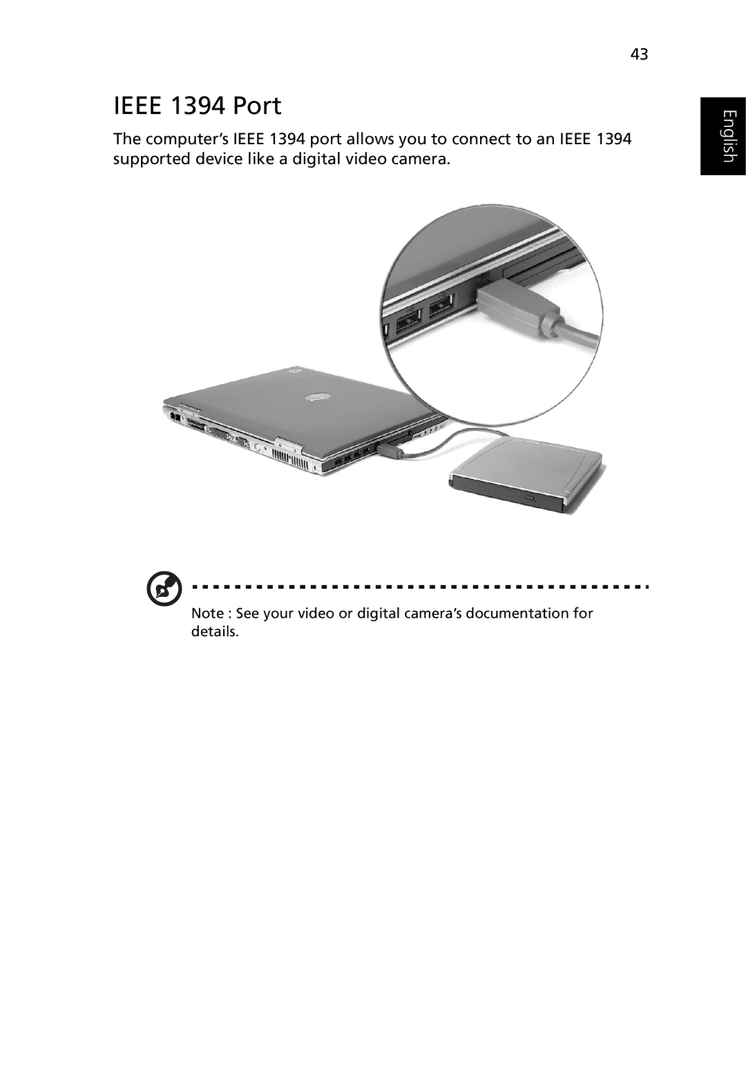 Acer 3400 manual Ieee 1394 Port 