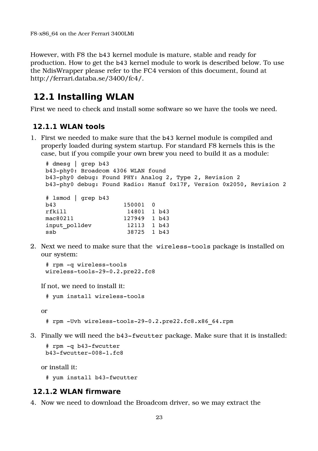 Acer 3400LMI manual Installing Wlan, Wlan tools, Wlan firmware 