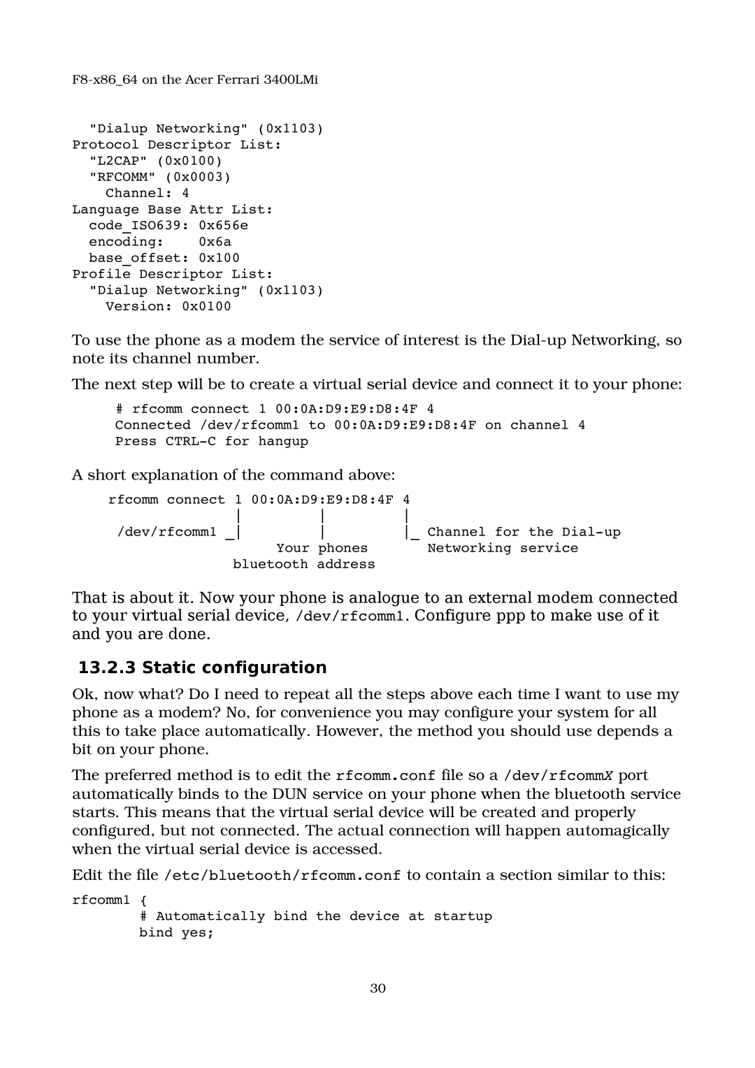 Acer 3400LMI manual Static configuration, Short explanation of the command above 