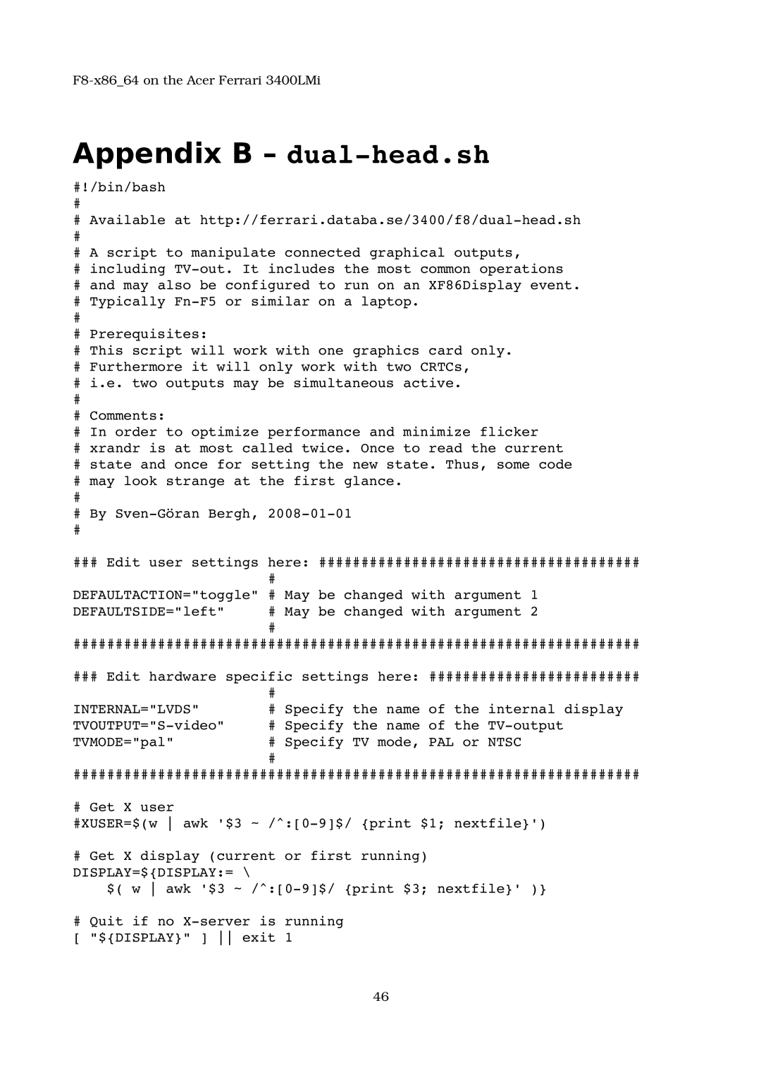 Acer 3400LMI manual Appendix B dual­head.sh, Internal=Lvds, Ntsc 