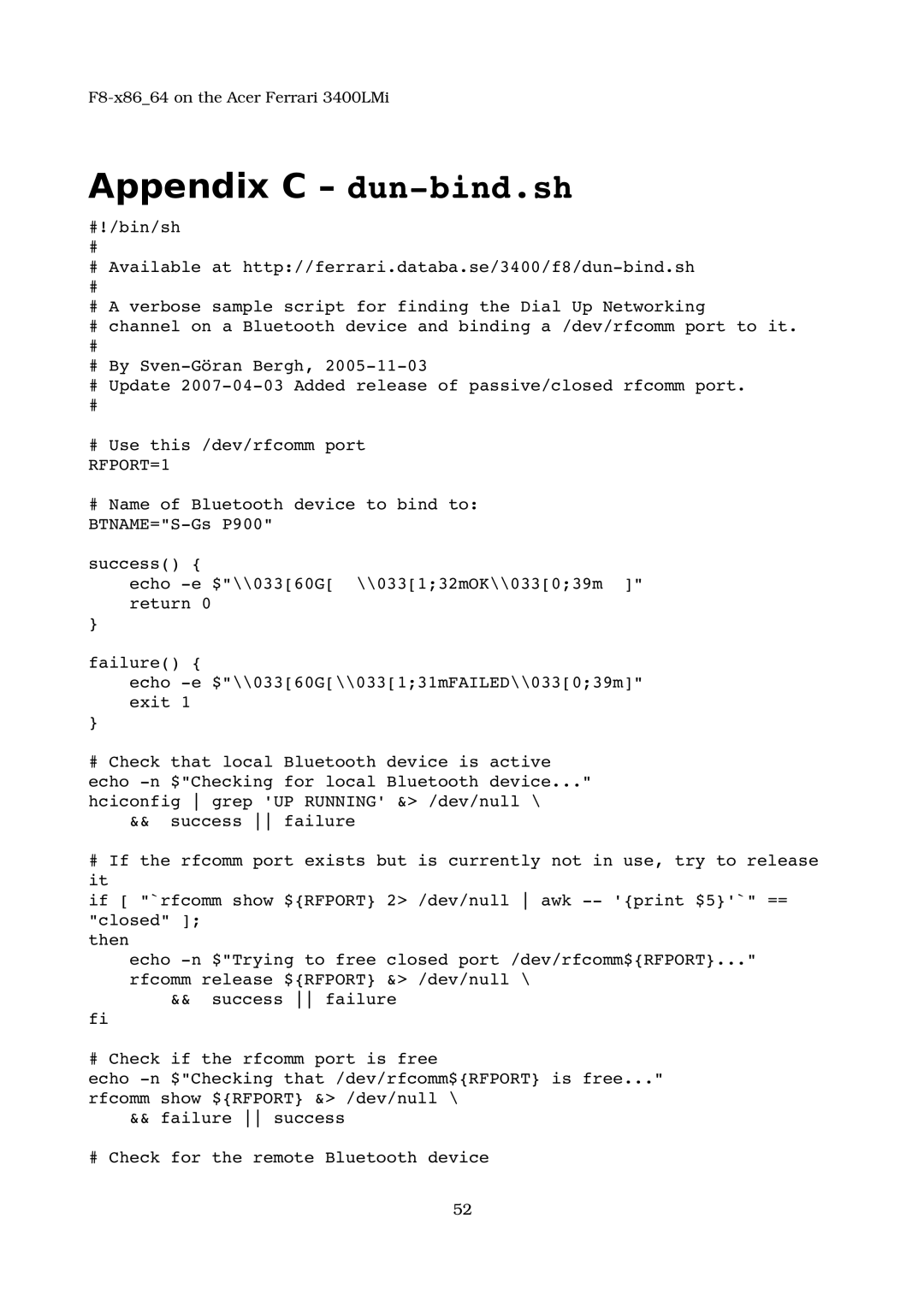 Acer 3400LMI manual Appendix C dun­bind.sh 