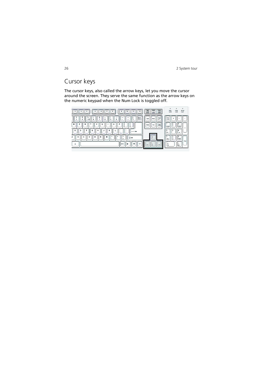 Acer 3600 Series manual Cursor keys 