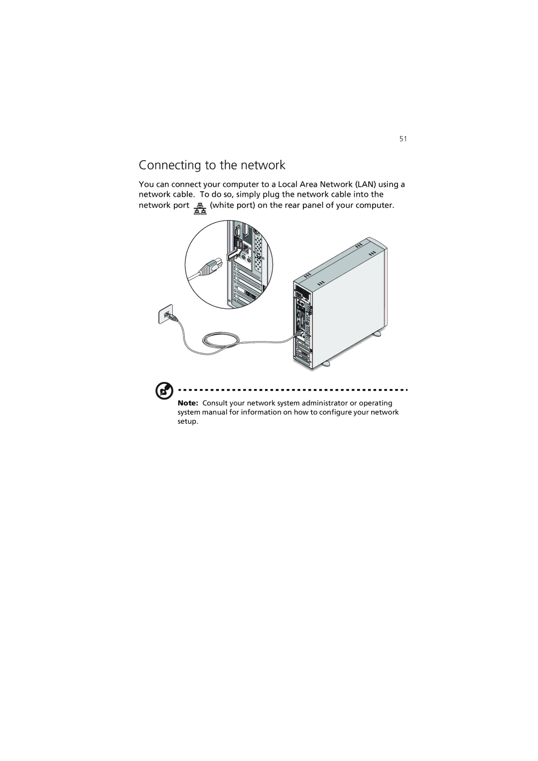 Acer 3600 Series manual Connecting to the network 