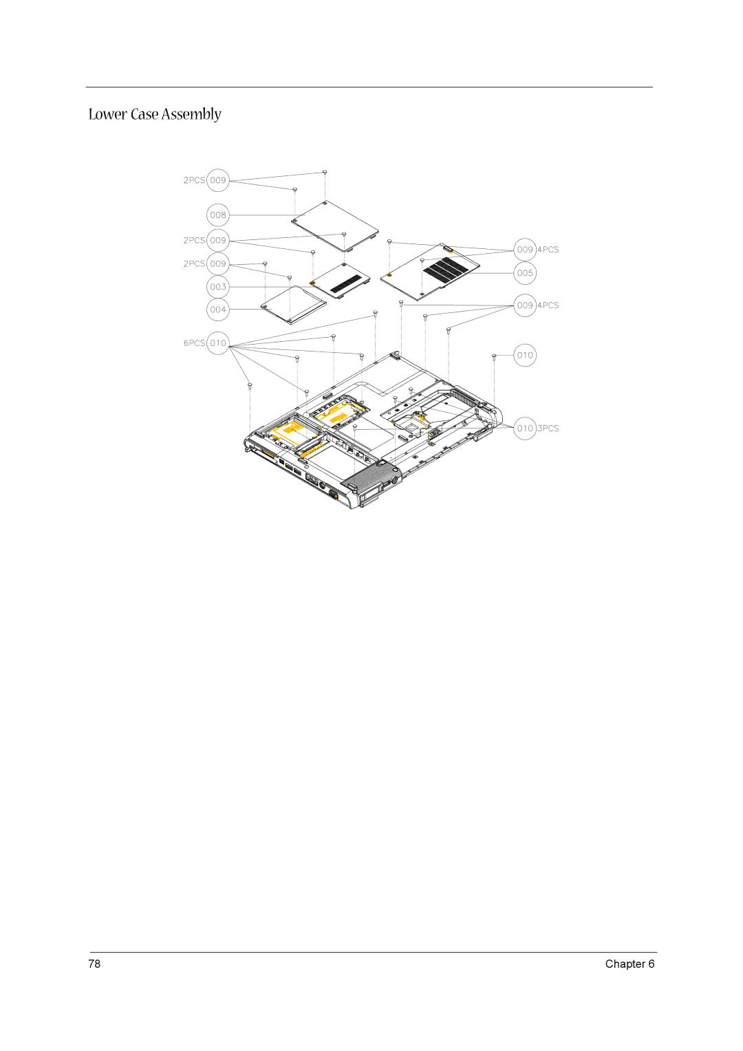 Acer 3600/5500 manual Lower Case Assembly 