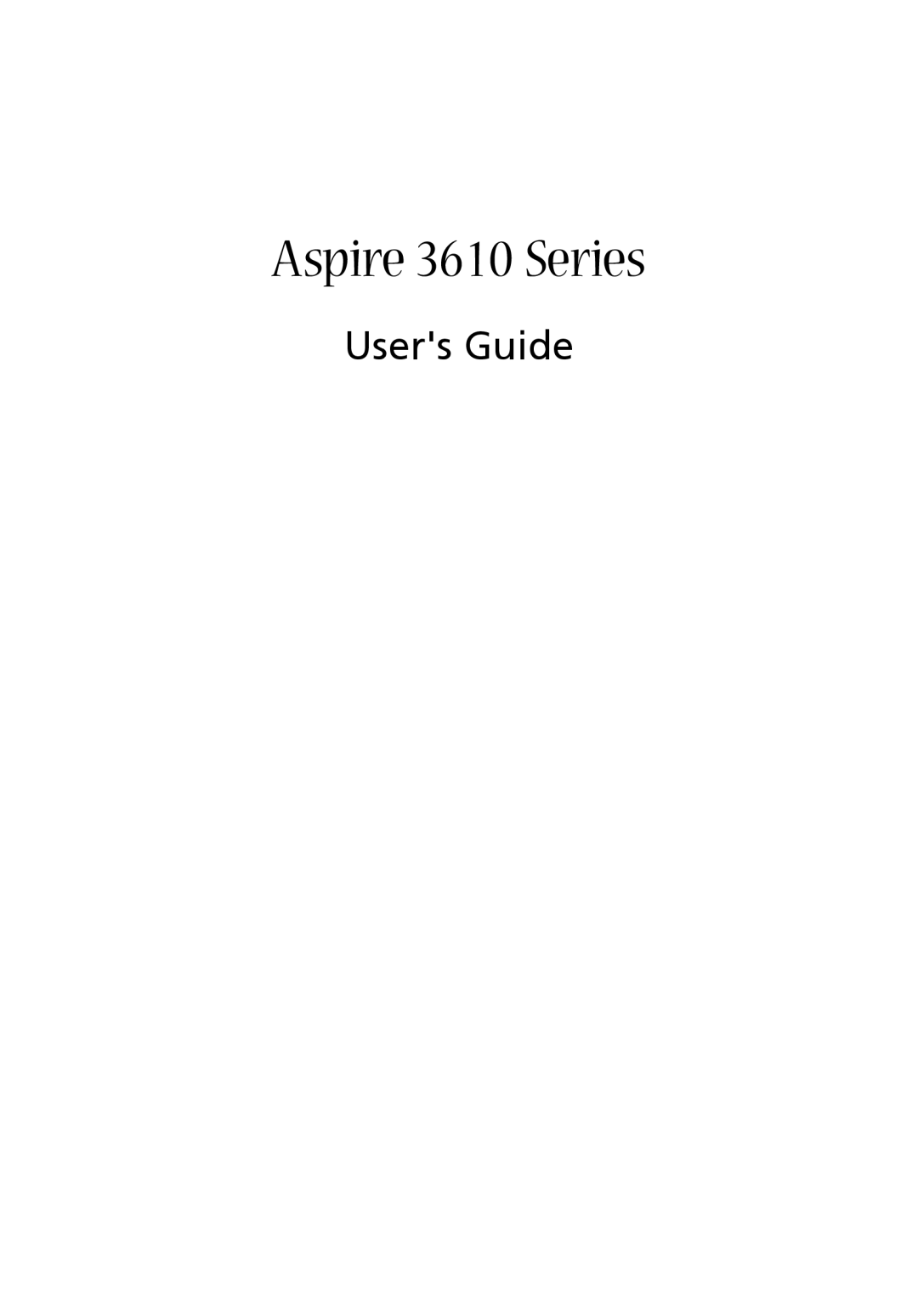 Acer manual Aspire 3610 Series, Users Guide 