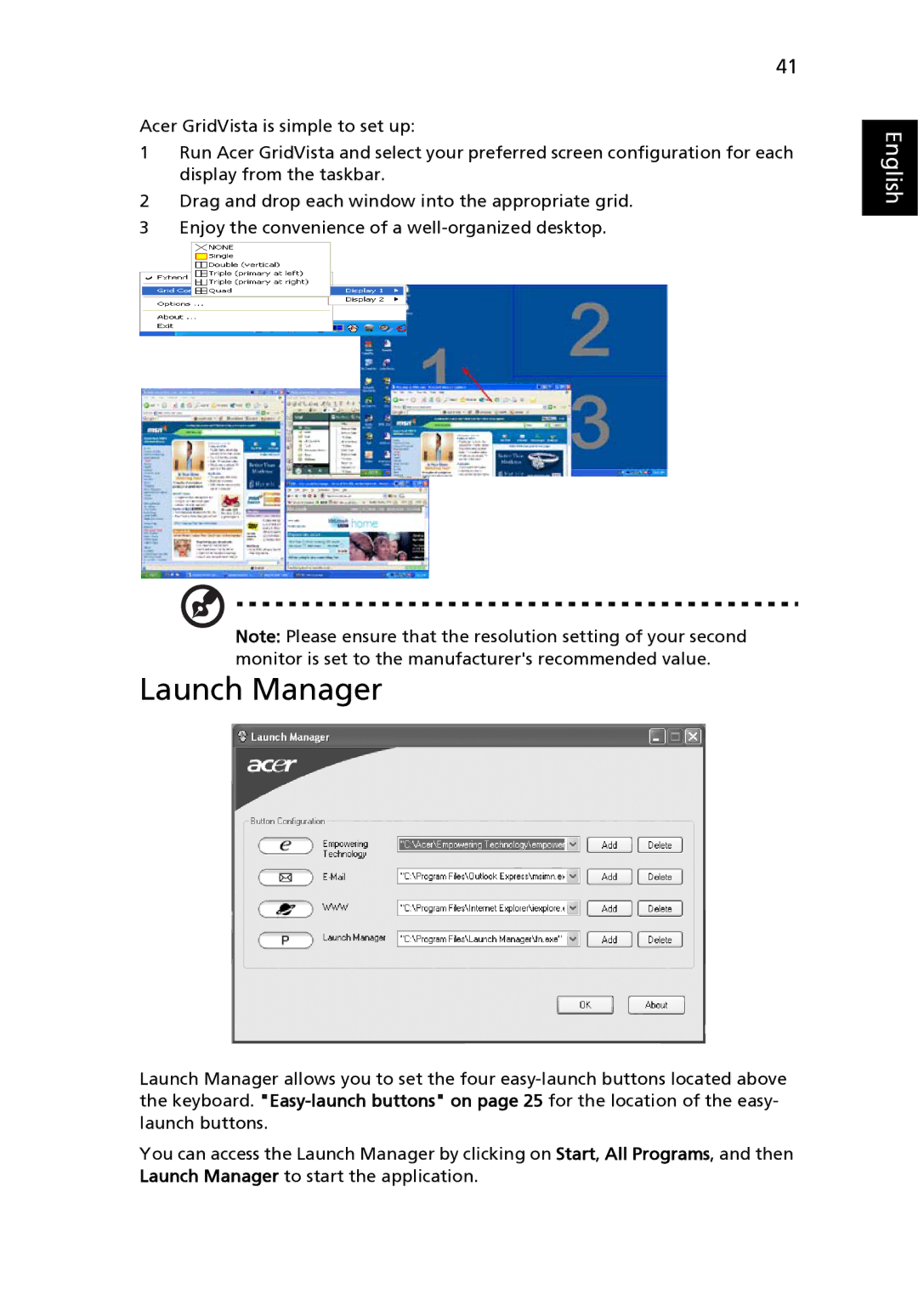 Acer MS2180, 3640 manual Launch Manager 