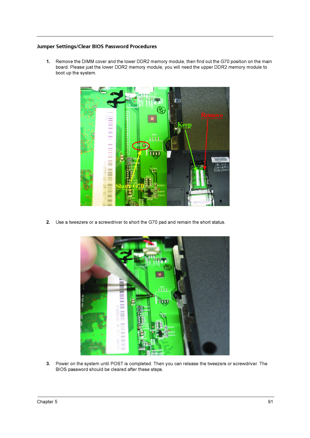 Acer 3640 manual Jumper Settings/Clear Bios Password Procedures 