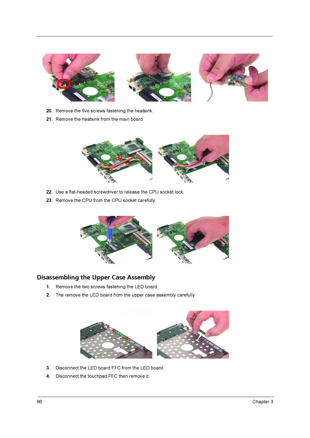 Acer 3640 manual Disassembling the Upper Case Assembly 