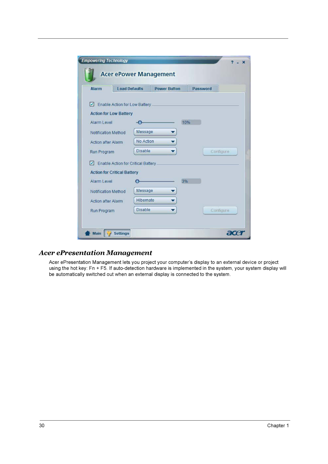 Acer 3660 manual Acer ePresentation Management 