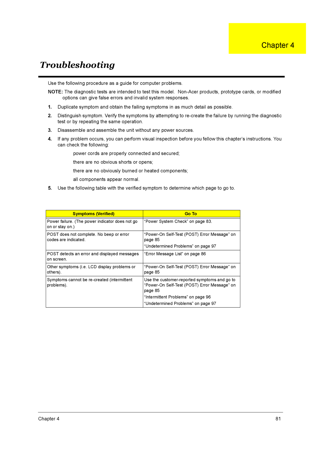 Acer 3660 manual Troubleshooting 