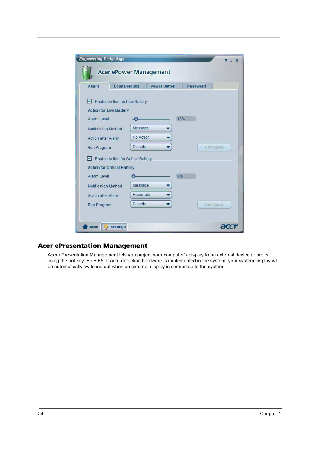 Acer 3670 manual Acer ePresentation Management 