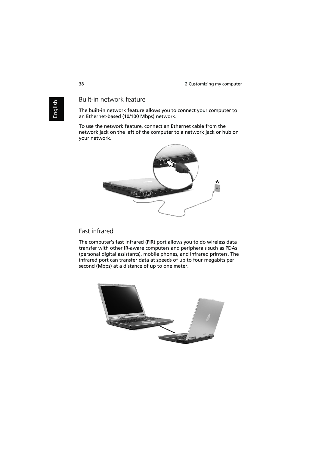 Acer 370 series manual Built-in network feature, Fast infrared 