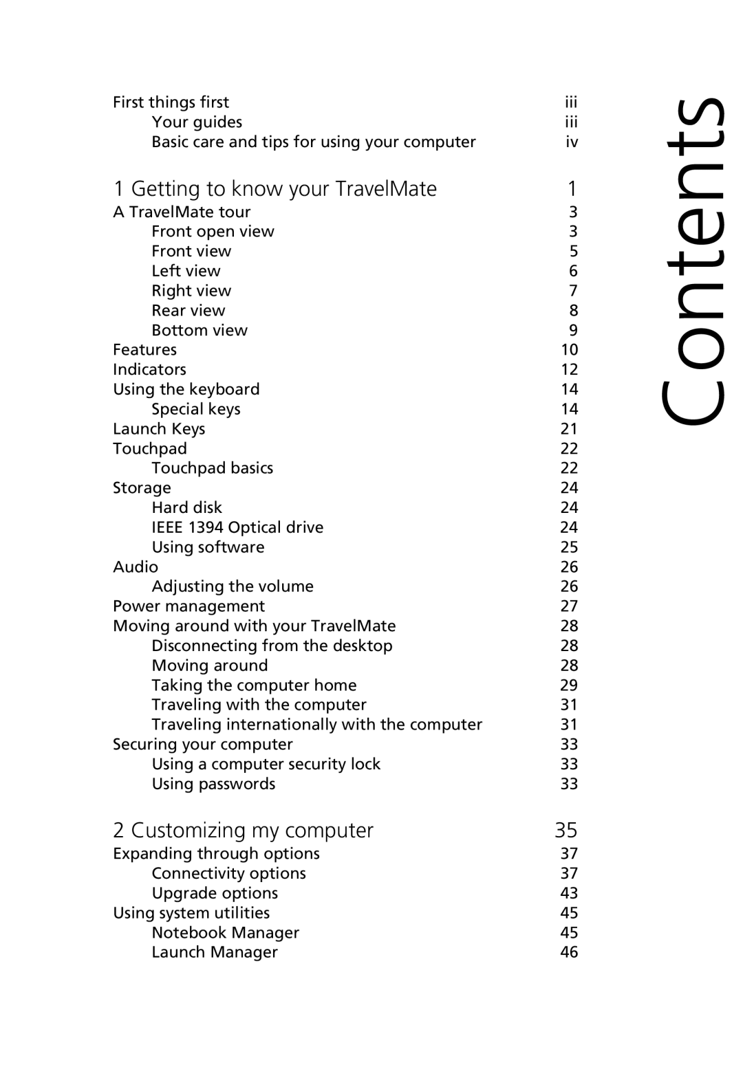 Acer 380 series manual Contents 