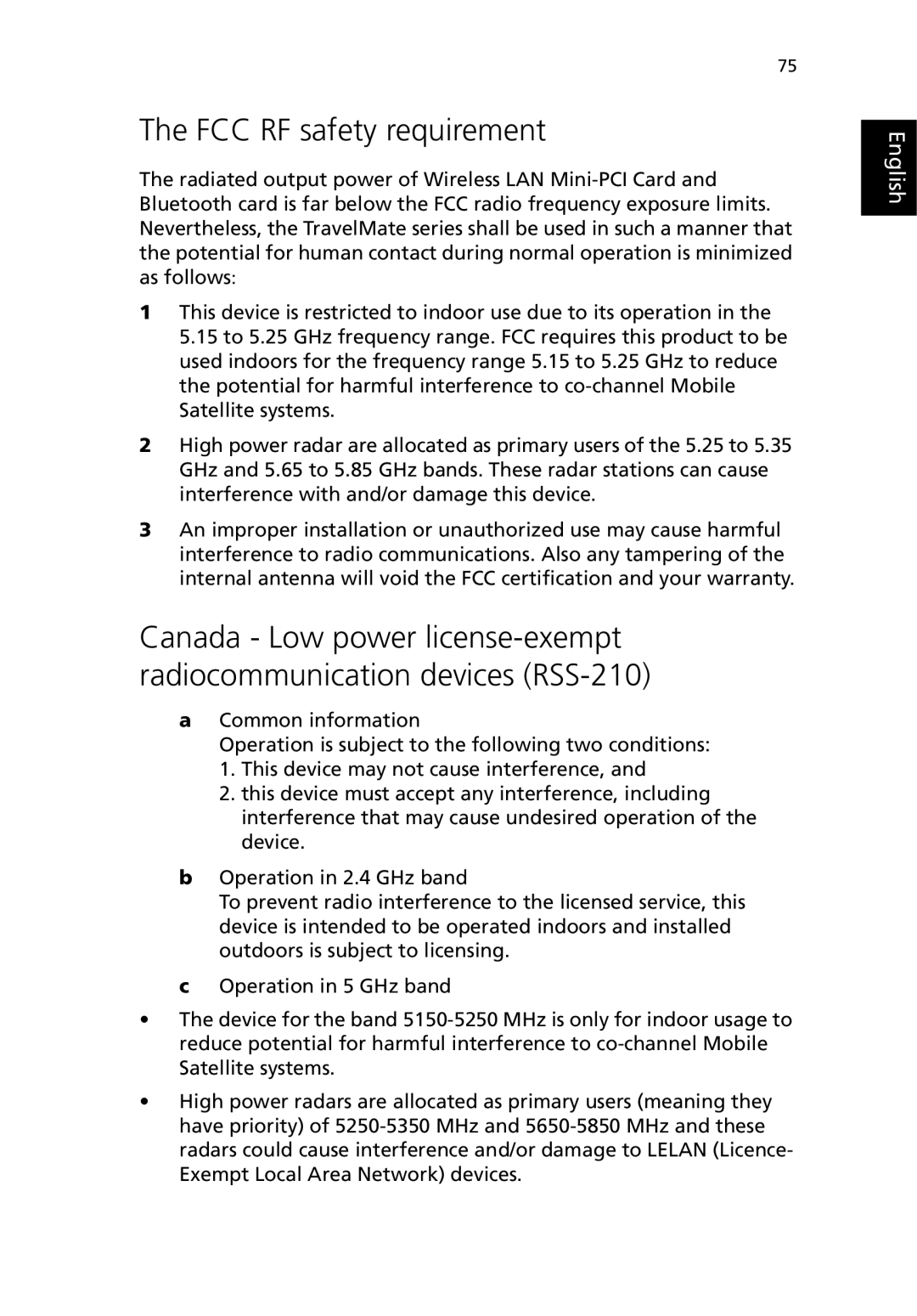 Acer 380 series manual FCC RF safety requirement 