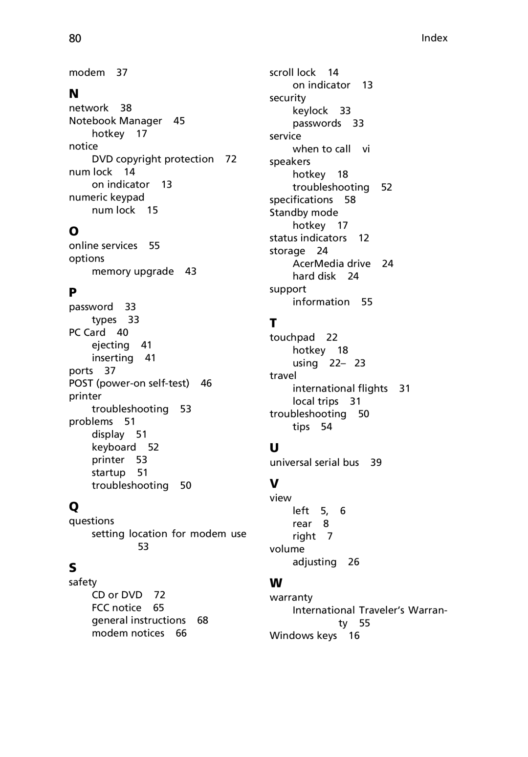 Acer 380 series manual Types 