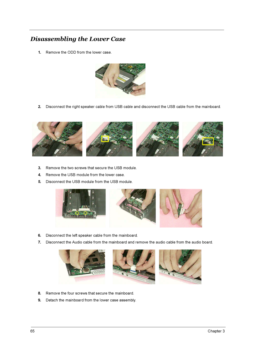 Acer 4000 manual Disassembling the Lower Case 