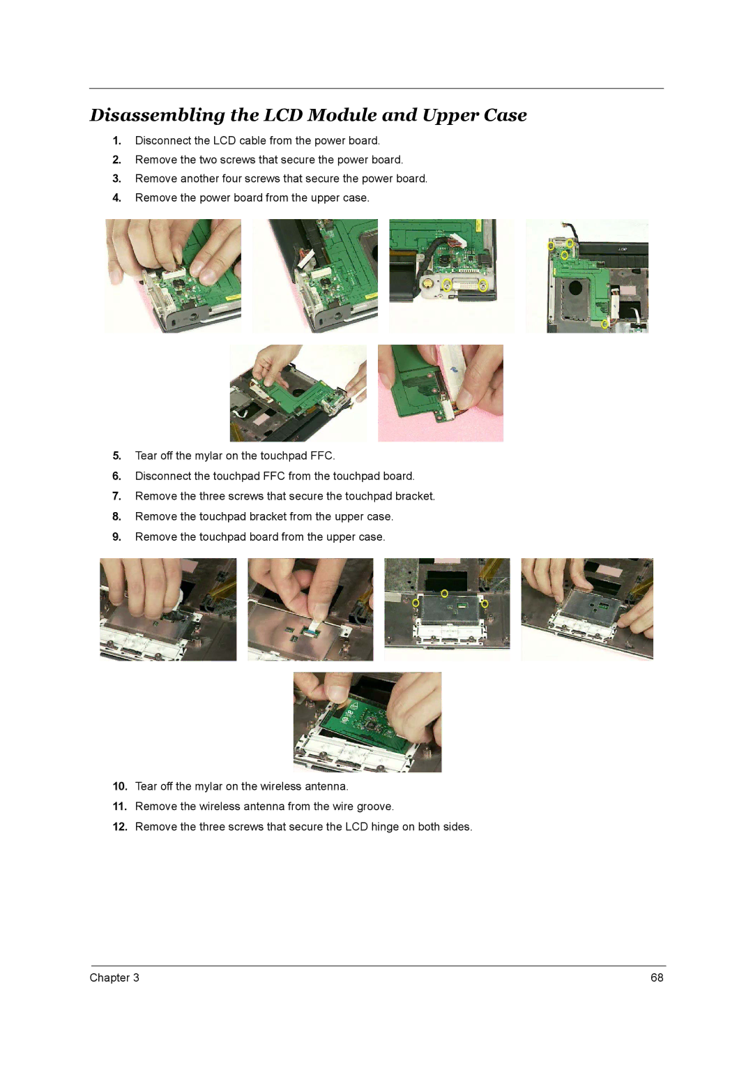 Acer 4000 manual Disassembling the LCD Module and Upper Case 