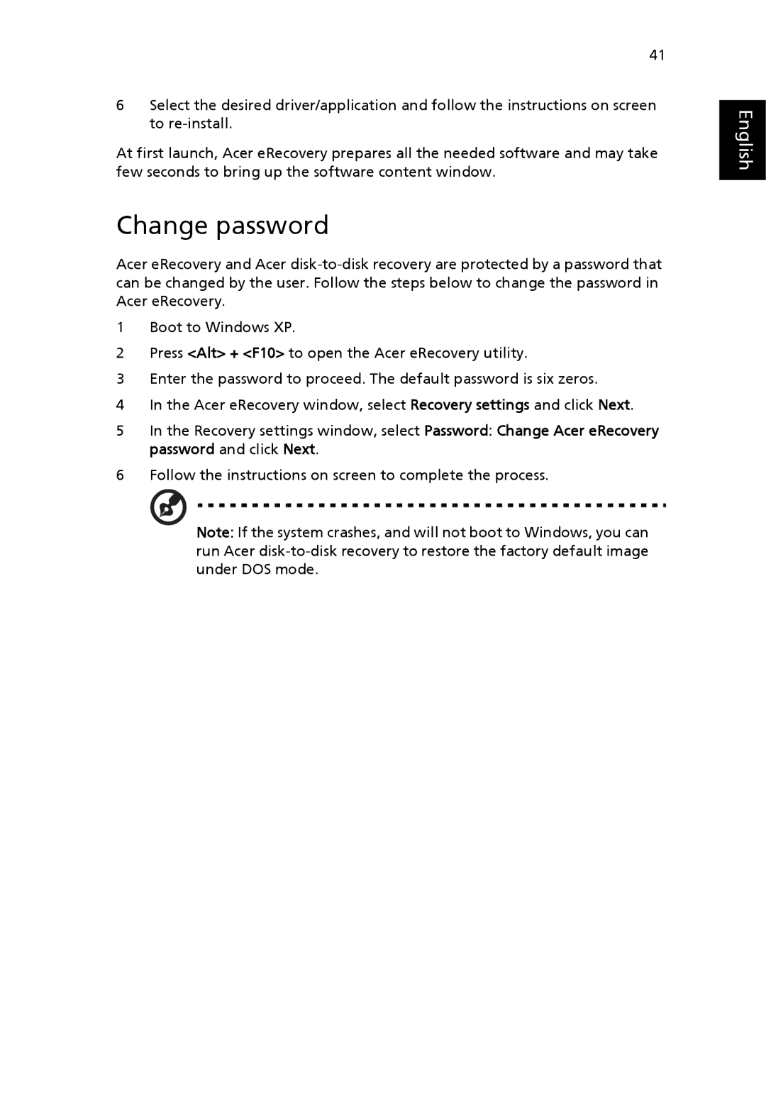 Acer 4010 Series manual Change password 