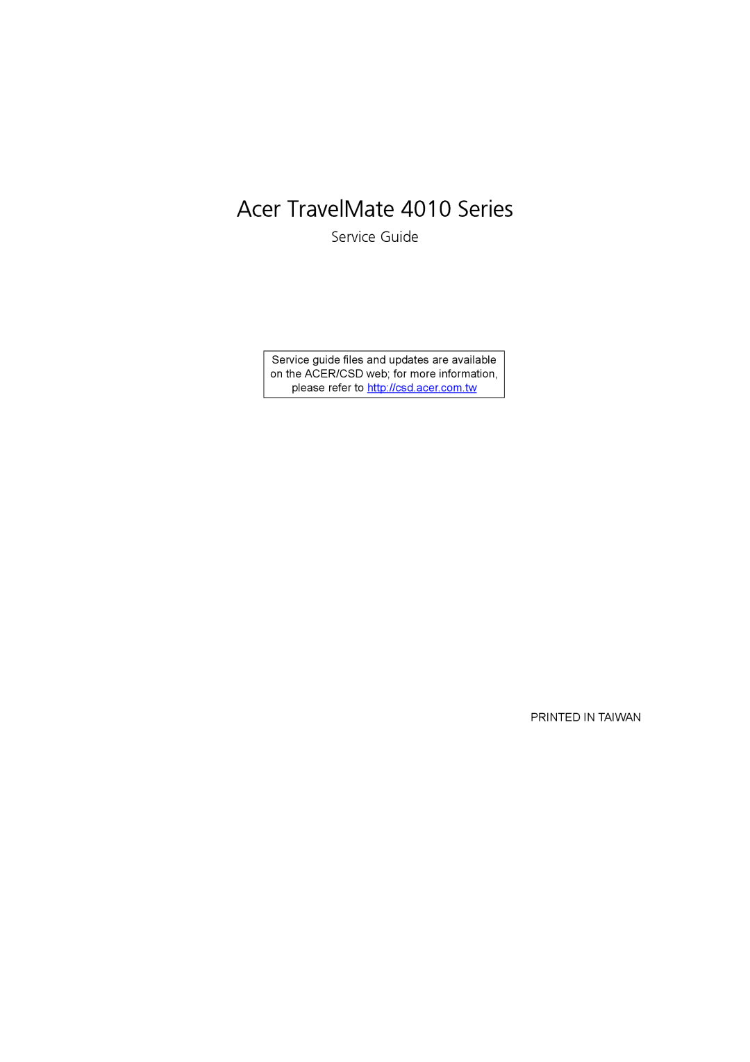 Acer manual Acer TravelMate 4010 Series 