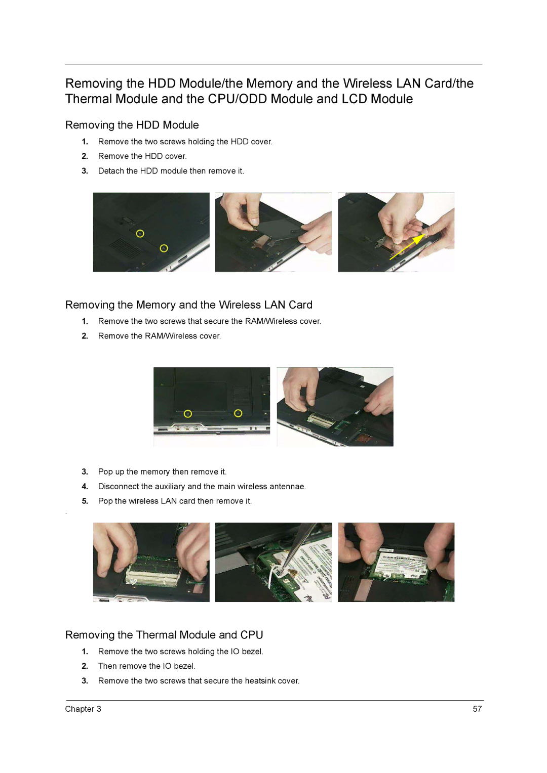 Acer 4010 manual Removing the HDD Module 