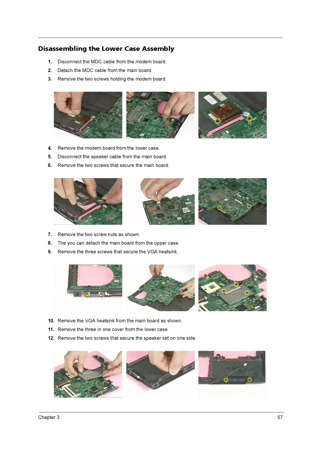 Acer 4020 manual Disassembling the Lower Case Assembly 