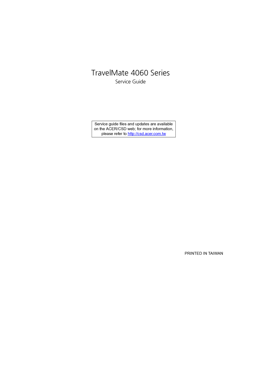 Acer manual TravelMate 4060 Series 